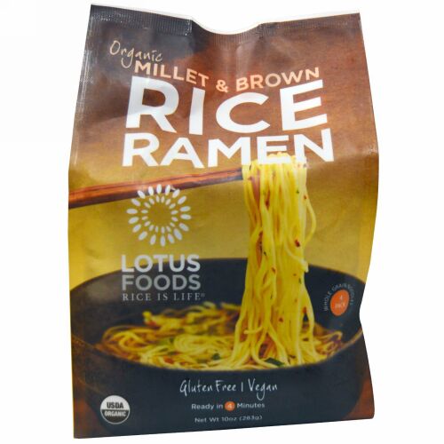 Lotus Foods, オーガニック雑穀&玄米ラーメン・4袋・283g (Discontinued Item)