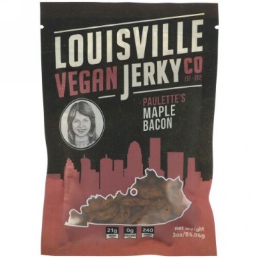 Louisville Vegan Jerky Co, Paulette's Maple Bacon, 3 oz (85.05 g) (Discontinued Item)