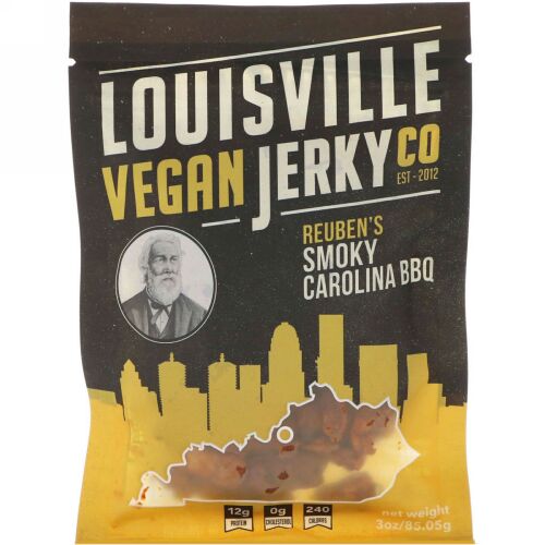 Louisville Vegan Jerky Co, ルーベンズ・スモーキー・キャロライナ・バーベキュー、3オンス（85.05 g） (Discontinued Item)
