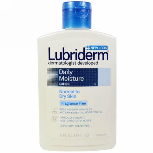 Lubriderm, デイリーモイスチャー ローション、 標準～乾燥肌、 無香、 6 fl oz (177 ml)