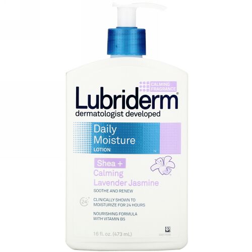 Lubriderm, デイリーモイスチャー ローション、 シア+ リラックス ラベンダー ジャスミン、 16 fl oz (473 ml)