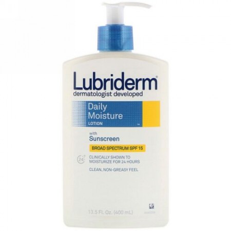Lubriderm, 日焼け止め入りデイリーモイスチャー ローション 、SPF 15、13.5 fl oz (400 ml)