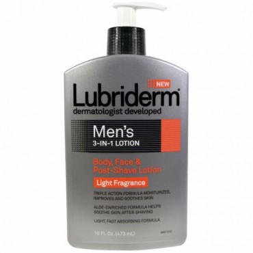 Lubriderm, 男性用 3-In-1 ローション、 ボディ、 フェイス& ポストシェーブ ローション、 16 fl oz (473 ml)