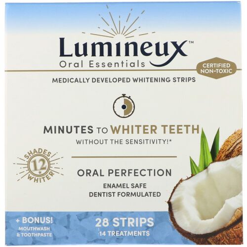 Lumineux Oral Essentials, ホワイトニングストリップ、28本 +ボーナスのマウスウォッシュ・歯磨き、28本 (Discontinued Item)