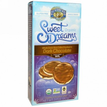 Lundberg, オーガニック、スウィートドリームライスケーキ、ダークチョコレート、デカダンスケーキ６個入り, 3.17 oz (90 g) (Discontinued Item)