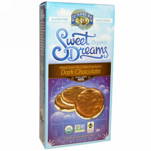 Lundberg, オーガニック、スウィートドリームライスケーキ、ダークチョコレート、デカダンスケーキ６個入り, 3.17 oz (90 g) (Discontinued Item)