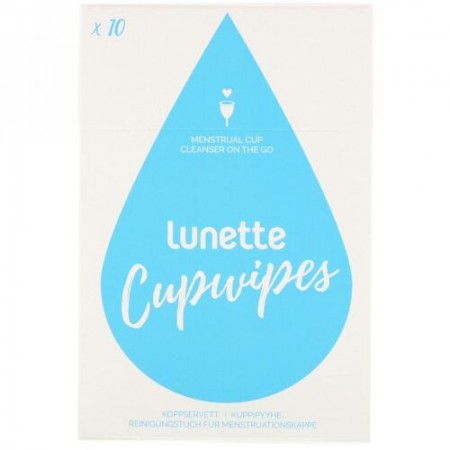 Lunette, Cupwipe, Menstrual Cup Cleanser On The Go, 10 Wipes (Discontinued Item)