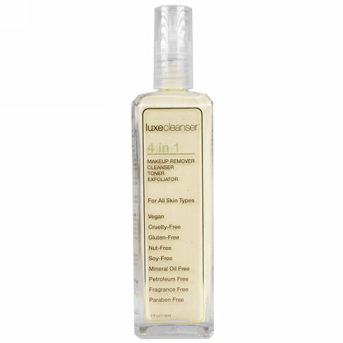 LuxeBeauty, ラックスクレンザー、4 in 1、メイク落とし、クレンザー、トナー、エクスフォリエーター、4 液体オンス（118 ml） (Discontinued Item)