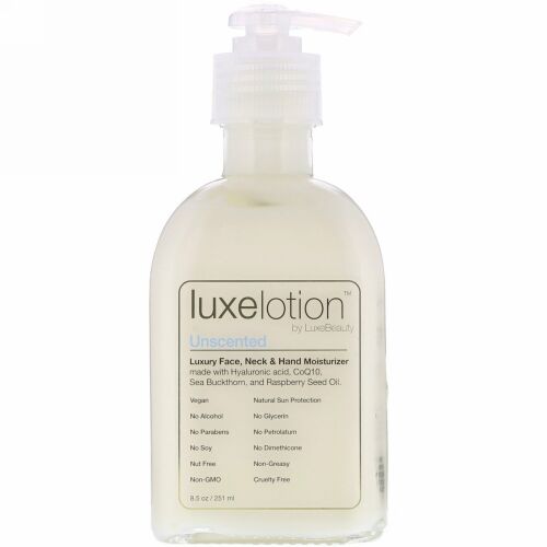 LuxeBeauty, Luxe Lotion, Luxury Face, Neck & Hand Moisturizer, Unscented, 8.5 fl oz (251 ml)