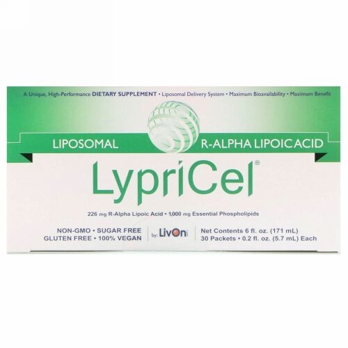 LypriCel, リポソームR-ALA、 30包、 各0.2液量オンス (5.7 ml) (Discontinued Item)