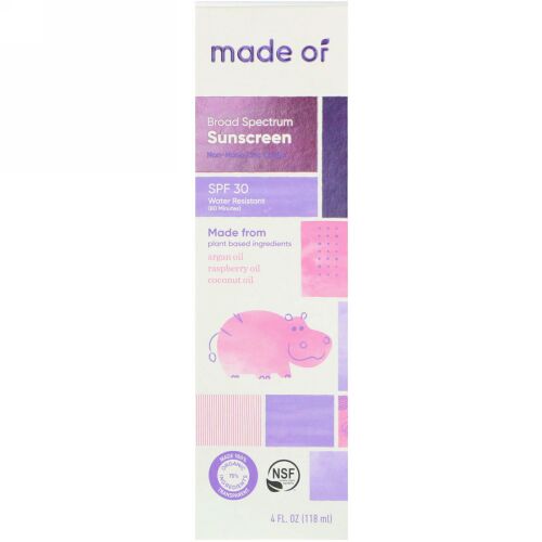 MADE OF, ブロードスペクトラムサンスクリーン、SPF 30、4液量オンス (118 ml) (Discontinued Item)
