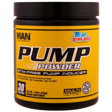 MAN Sports, Pump Powder, Stim-Free Pump Inducer,Blue Bomb-Sicle, 7.94 oz (225 g) (Discontinued Item)