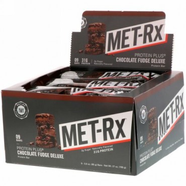 MET-Rx, PROTEIN PLUS Bar, Chocolate Fudge Deluxe, 9 Bars, 3.0 oz (85 g) Each