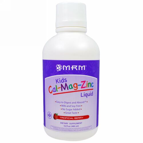 MRM, 子供用カルシウムマグネシウム亜鉛液リキッド、トロピカルベリー、16 液体オンス（480 ml） (Discontinued Item)
