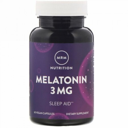 MRM, ニュートリション、メラトニン、3 mg、ビーガンカプセル60粒