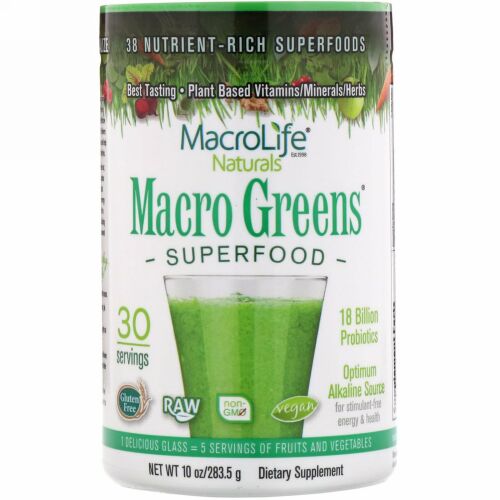 Macrolife Naturals, マクログリーン（Macro Greens）, 栄養豊富なスーパーフード, 10オンス（283.5 g）