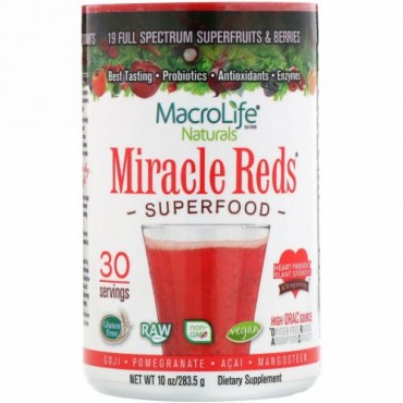 Macrolife Naturals, Miracle Reds®（ミラクル レッド）、心臓系に抗酸化作用のあるスーパーフード サプリメント、10オンス(283.5 g)