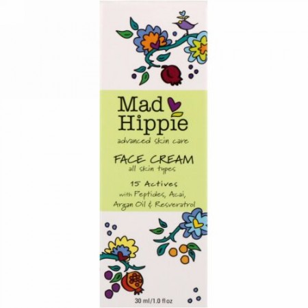 Mad Hippie Skin Care Products, フェイスクリーム、15アクティブ、1.0液量オンス (30 ml)
