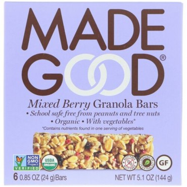 MadeGood, グラノーラバー、ミックスベリー、6本、各0.85 oz (24 g) (Discontinued Item)
