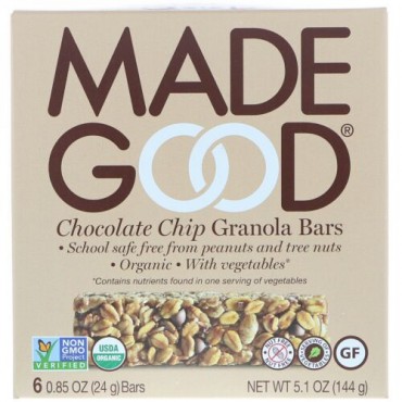 MadeGood, オーガニック、グラノーラバー、チョコレートチップ、6本、1本24g（0.85 oz） (Discontinued Item)