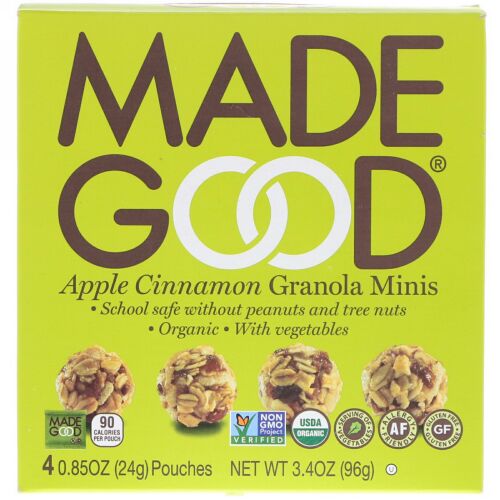 MadeGood, オーガニック、グラノーラミニ、アップルシナモン、4袋、各0.85 oz (24 g) (Discontinued Item)