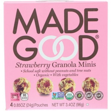 MadeGood, オーガニック、グラノーラミニ、バニラ、4袋、1袋24g（0.85 oz） (Discontinued Item)