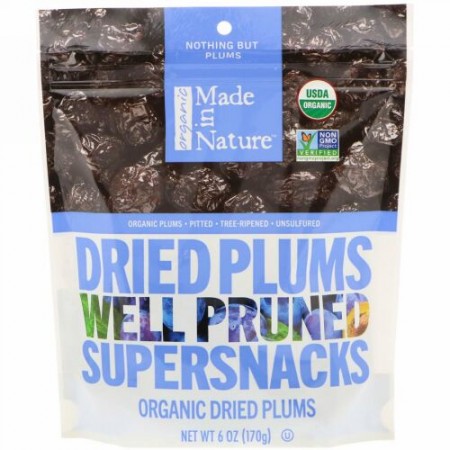 Made in Nature, オーガニック乾燥プラム、余分なものを取り除いたスーパースナック (170 g)