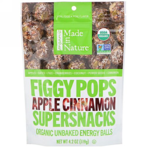 Made in Nature, オーガニックフィギーポップス, スーパースナック, アップルシナモン, 4.2オンス (119 g) (Discontinued Item)