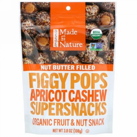 Made in Nature, Organic Figgy Pops, Apricot Cashew Supersnacks, 3.8 oz (108 g) (Discontinued Item)