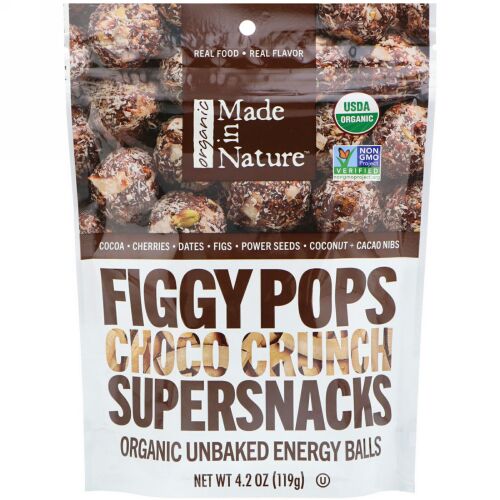 Made in Nature, オーガニックフィギーポップス, スーパースナック, チョコクランチ, 4.2オンス (119 g)