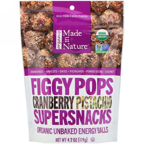 Made in Nature, オーガニックフィギーポップス, スーパースナック, クランベリーピスタチオ, 4.2オンス (119 g)