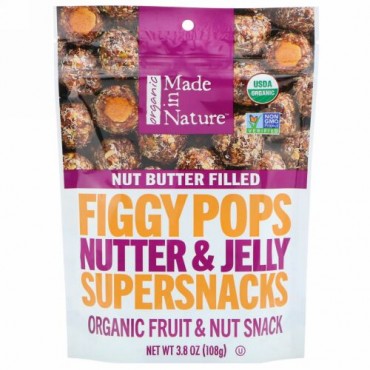 Made in Nature, Organic Figgy Pops, Nutter & Jelly Supersnacks 3.8 oz (108 g) (Discontinued Item)