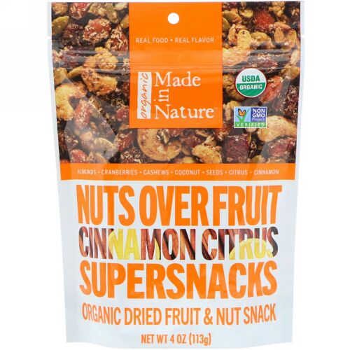 Made in Nature, ナッツ オーバー フルーツ スーパースナックス、シナモン・シトラス、4 oz (113 g) (Discontinued Item)