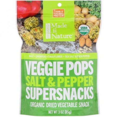 Made in Nature, オーガニックベジポップス、塩＆胡椒スーパースナック、3 oz (85 g) (Discontinued Item)