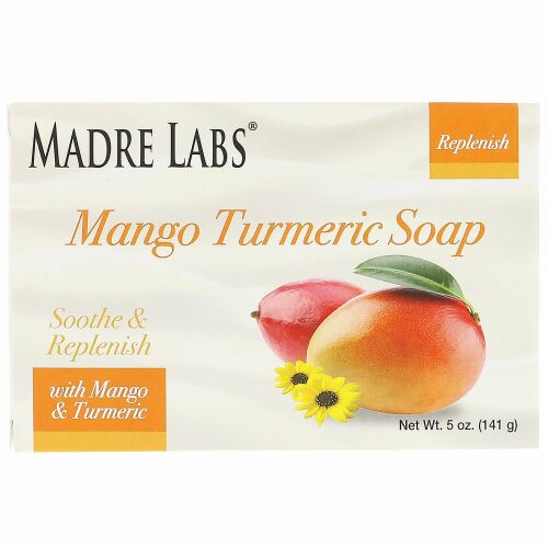 Madre Labs, マンゴーターメリック・ソープバー、ビタミンE・シア・アボカド・ホホバ・コカバター配合、5 oz (141 g) (Discontinued Item)
