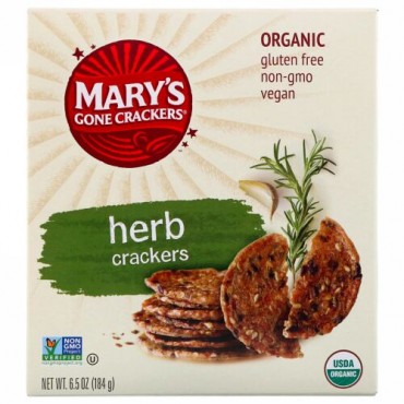 Mary's Gone Crackers, オーガニック, ハーブクラッカー, 6.5オンス（184 g）