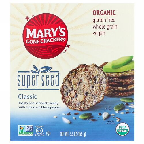 Mary's Gone Crackers, オーガニック、スーパーシードクラッカー、クラシック、155g（5.5oz）
