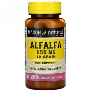 Mason Natural, アルファルファ、10種類の穀物、650 mg、100錠