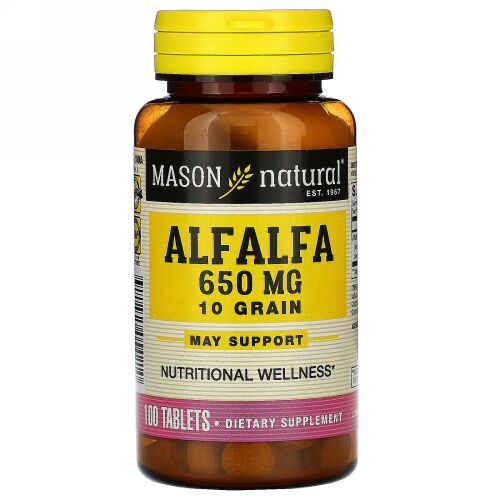 Mason Natural, アルファルファ、10種類の穀物、650 mg、100錠