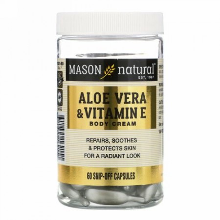 Mason Natural, Aloe Vera & Vitamin E Body Cream, 60 Snip-Off Capsules