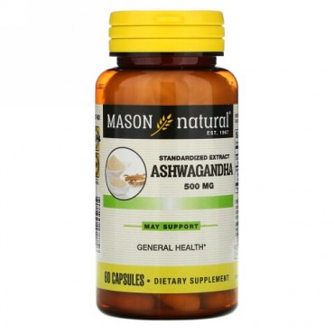 Mason Natural, Ashwagandha, 500 mg, 60 Capsules