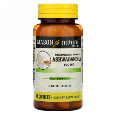 Mason Natural, Ashwagandha, 500 mg, 60 Capsules