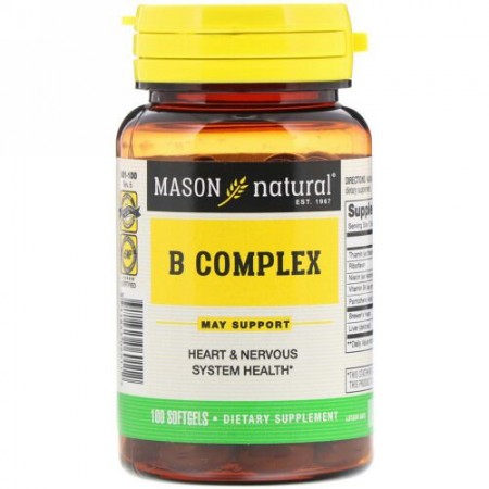 Mason Natural, B Complex, 100 Softgels