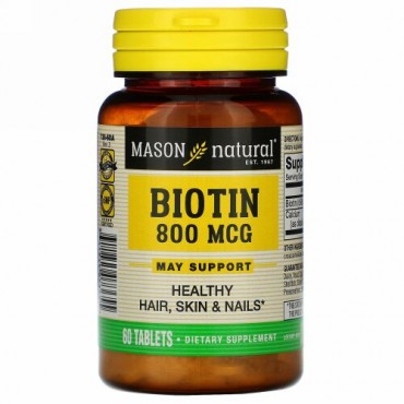Mason Natural, Biotin, 800 mcg , 60 Tablets (Discontinued Item)