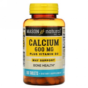 Mason Natural, Calcium Plus Vitamin D3, 600 mg, 100 Tablets