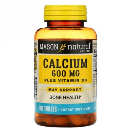 Mason Natural, Calcium Plus Vitamin D3, 600 mg, 100 Tablets