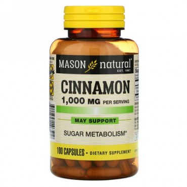 Mason Natural, Cinnamon, 1,000 mg, 100 Capsules
