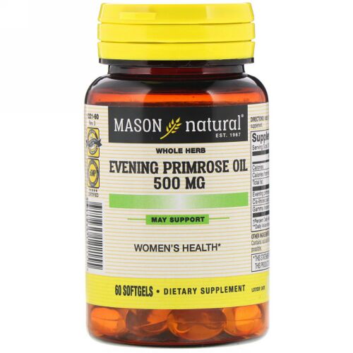Mason Natural, 月見草オイル、500 mg、60ソフトジェル (Discontinued Item)