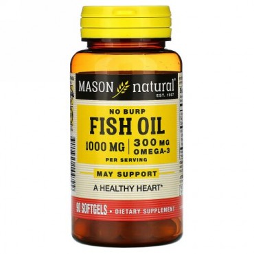 Mason Natural, フィッシュオイル、1,000 mg、90ソフトジェル