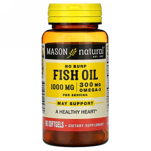 Mason Natural, フィッシュオイル、1,000 mg、90ソフトジェル